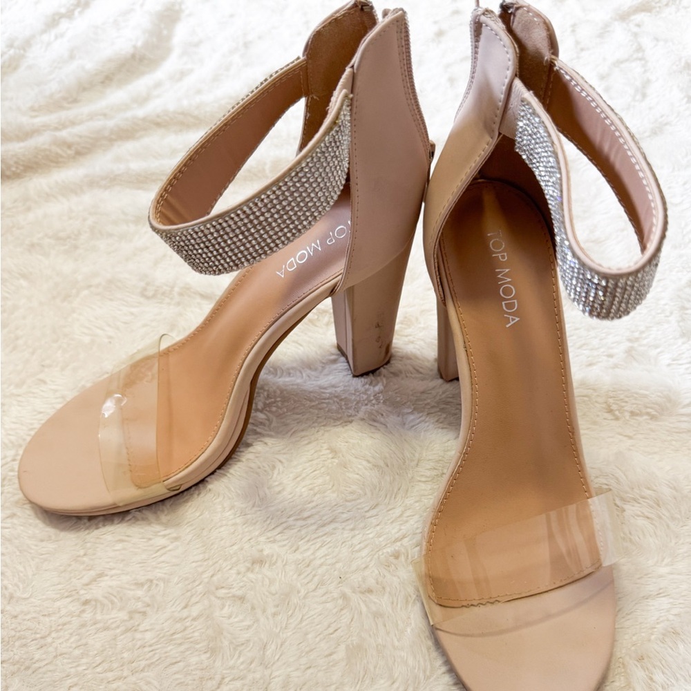 light pink nude glittery heels